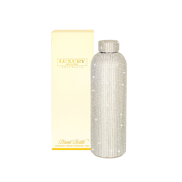 Glamorous Diamonte Stainless Steel Water Bottle - Silver