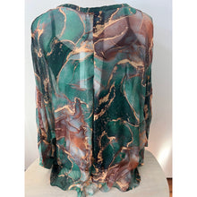 Load image into Gallery viewer, Marbla Silk Blouse Emerald Amber