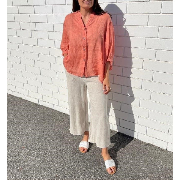 Worthier Linen Blouse Orange