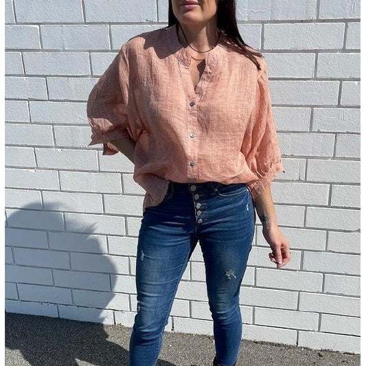 Worthier Linen Blouse Rose Gold