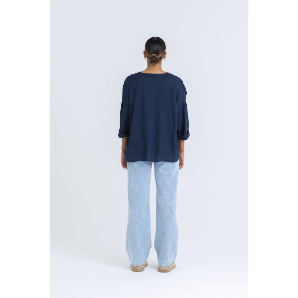 Bahama Linen Top Navy