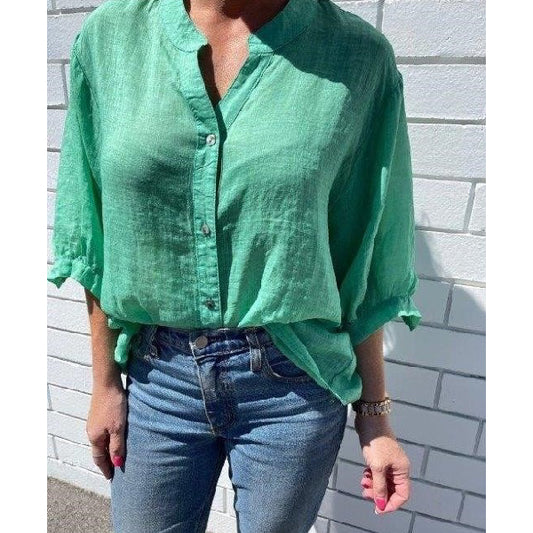 Worthier Linen Blouse Spring Green