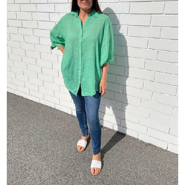 Worthier Linen Blouse Spring Green