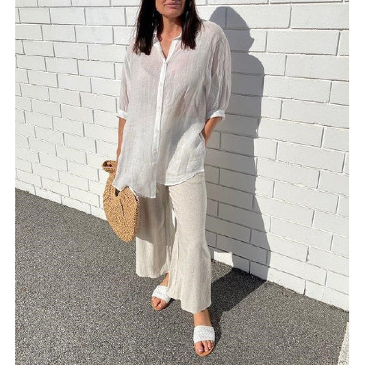 Worthier Linen Blouse White